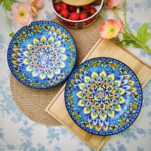 曼切斯特系列釉下彩陶瓷餐具盘子菜盘汤碗筷子汤勺米饭碗组合套装