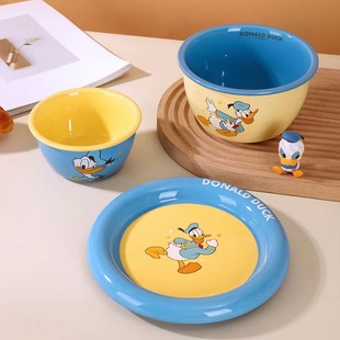 新款 迪士尼萌趣唐老鸭陶瓷餐具套装 高颜值家用碗盘可微波加热碗碟