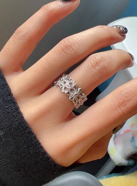 法式镂空雕花戒指女小众设计轻奢