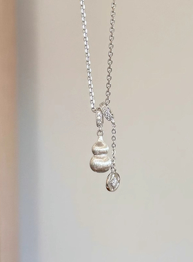 s925纯银葫芦铜钱吊坠项链女款