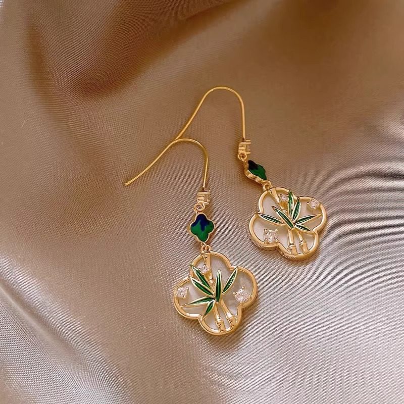 新中式竹叶四叶草耳环2025新款爆款耳钉轻奢高级感气质国风耳饰女,饰品/流行首饰/时尚饰品新,耳环,淘宝优惠券,粉丝福利购,淘宝优惠卷