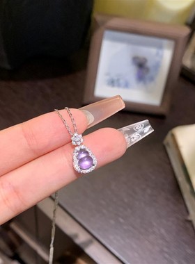 仿海蓝宝紫水晶葫芦项链女新中式转运锁骨颈链清冷感气质绝美颈链