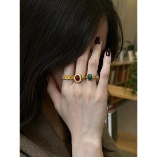 中古vintager仿红宝石戒指女款设计轻奢高级感食指戒叠戴精致指环