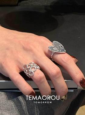 韩系飞鸟爱心戒指女气质时尚精致