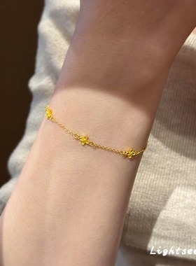 新中式金色四叶草手链女款2025新款轻奢小众设计感精致高级感手饰