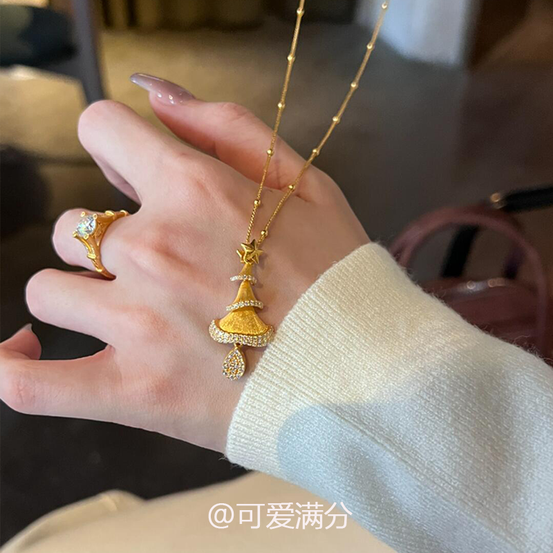 爆闪圣诞树星星项链女轻奢高级感金色锁骨链2025新款颈链精致绝美,饰品/流行首饰/时尚饰品新,项链,淘宝优惠券,粉丝福利购,淘宝优惠卷