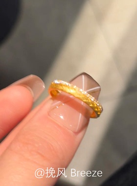 新中式金色拉丝麦穗戒指小众设计