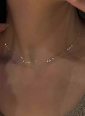 清冷感水滴锆石吊坠金色项链女款