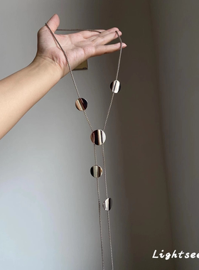 冷淡风银色几何圆片项链小众颈链