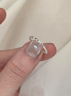 多巴胺彩色仿锆石戒指韩系食指戒