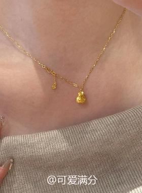 千金感中古金色小福袋钱币项链女