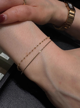 金色双层叠戴蛇骨链手链女款轻奢
