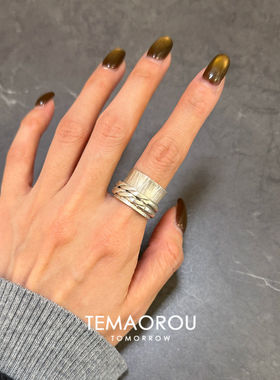 S925纯银双麻花编织宽面素圈戒指