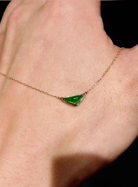高保色新中式三角仿玉髓闪钻项链精致轻奢优雅锁骨链小众高级颈链
