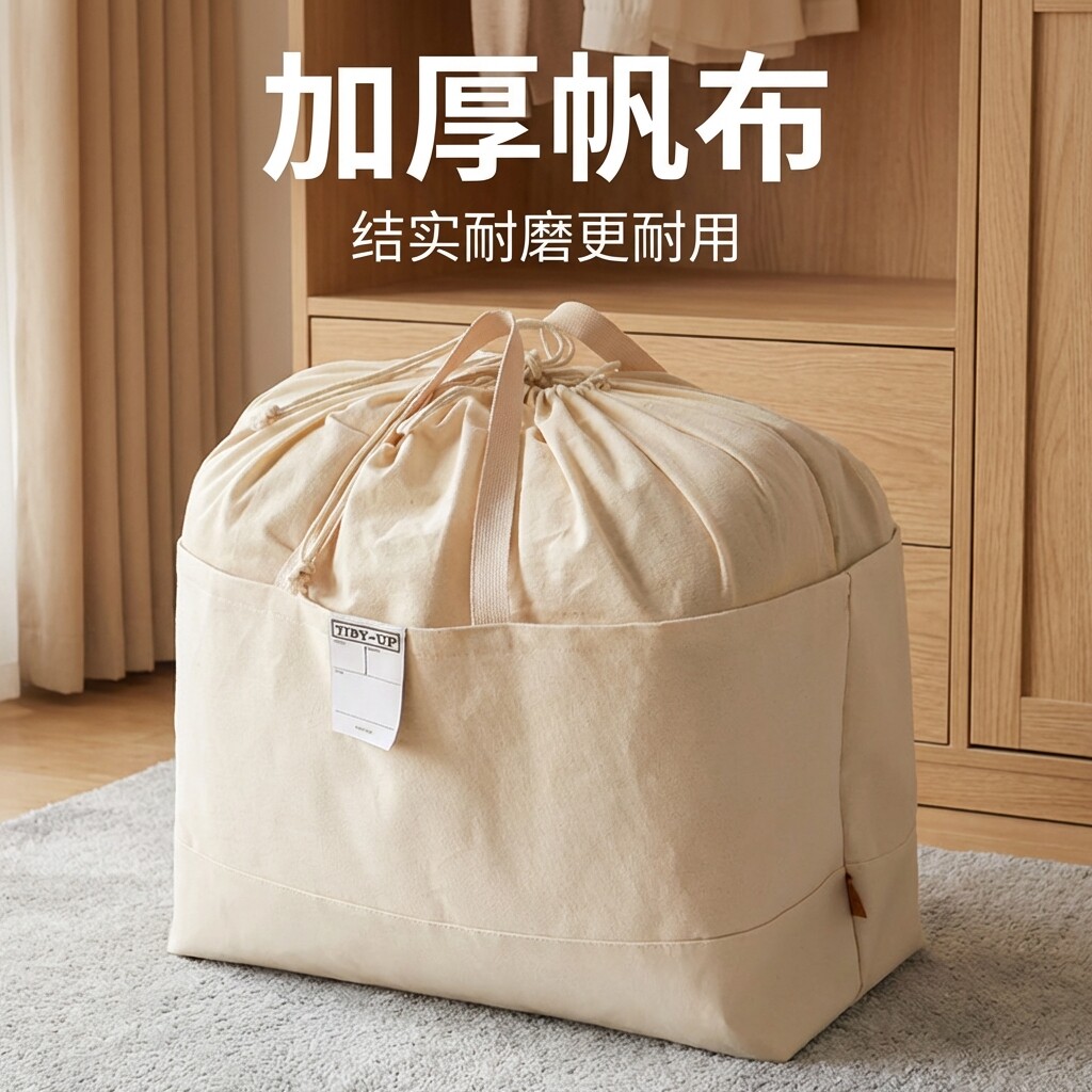衣柜帆布收纳筐布艺衣服棉被子束口收纳袋大容量被单四件套整理袋
