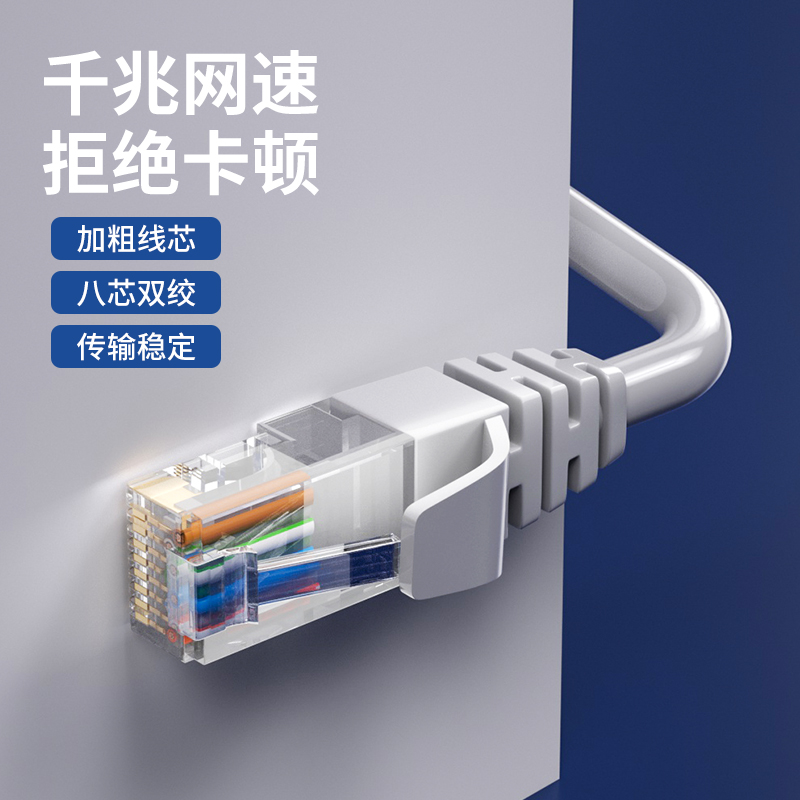 千兆网线家用超六6类五5高速路由器监控成品连接线电脑宽带网络线