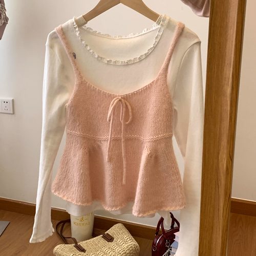 春季甜美减龄超好看吊带搭打底衫