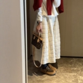 韩版 a字裙ins 高腰百搭中长款 高级感夹棉格子半身裙女2026春季 新款