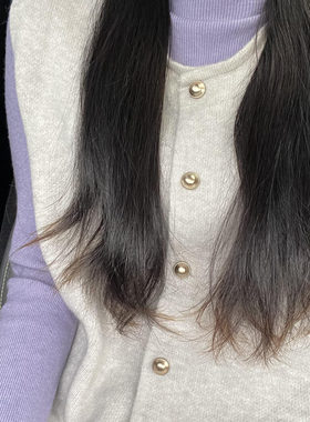 紫色温柔风半高领打底衫搭配针织马甲ins春秋季氛围感气质上衣