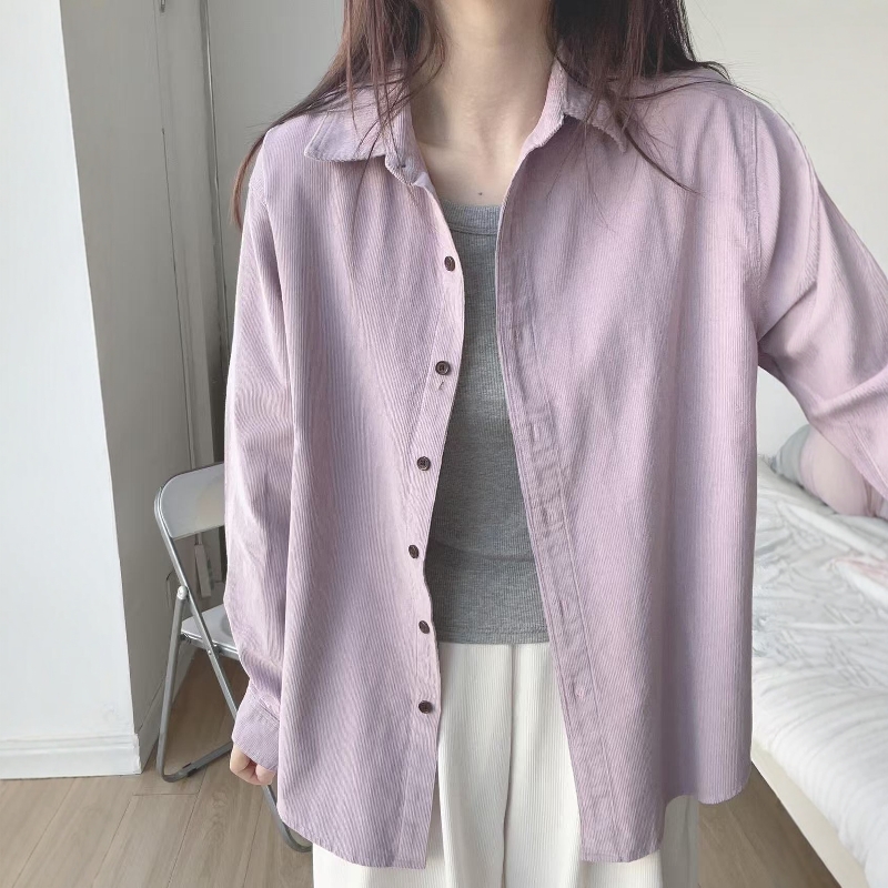 慵懒松弛感灯芯绒衬衫外套女