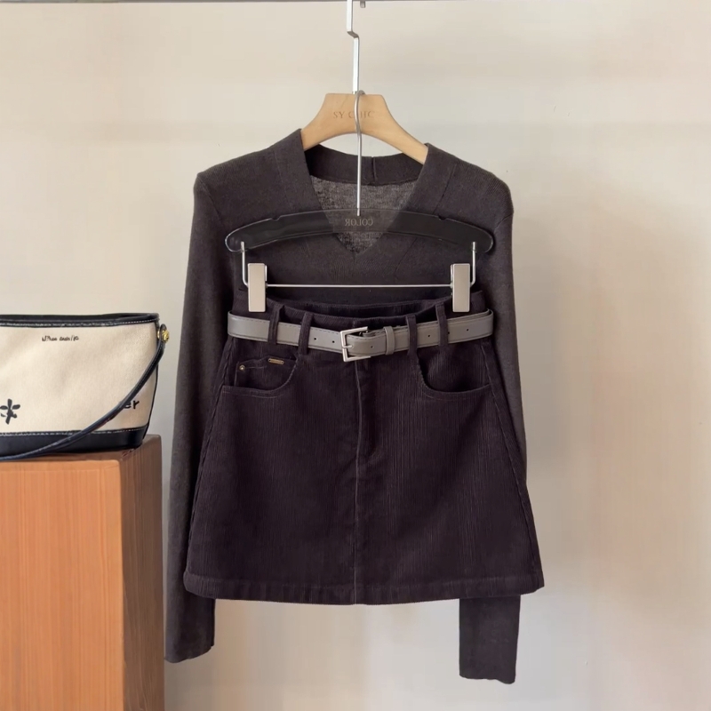 秋季氛围感美拉德咖色半身裙女