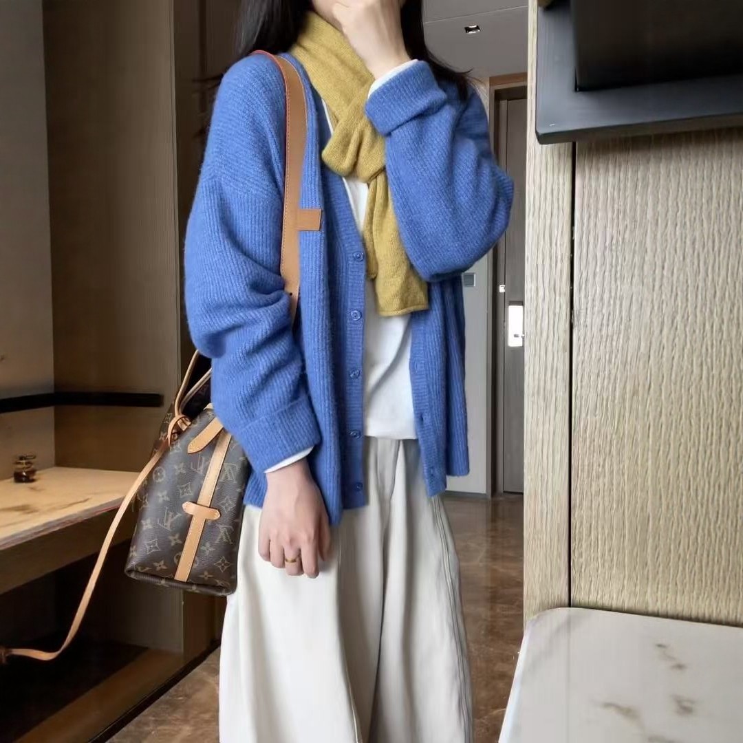 日常通勤漂亮V领针织衫女2026春季新款宽松百搭气质毛衣外套ins,女装/女士精品,毛针织衫,淘宝优惠券,粉丝福利购,淘宝优惠卷
