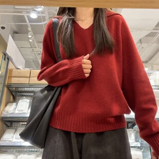 漂亮显白~圣诞红色毛衣女2026春秋新款气质保暖翻领针织衫上衣ins