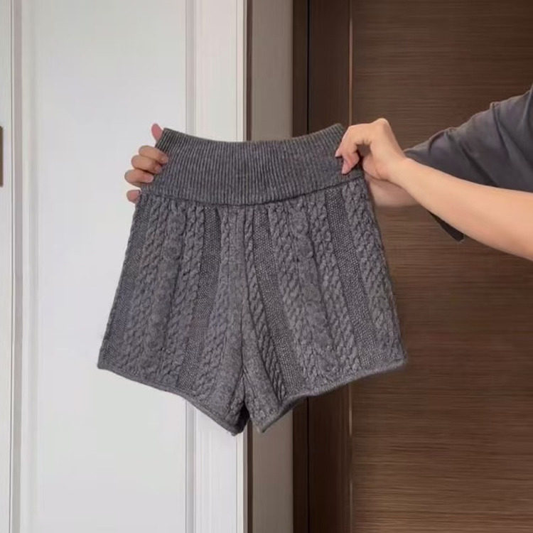 美式高街辣妹针织短裤女2025秋冬新款性感紧身弹力毛线裤麻花热裤