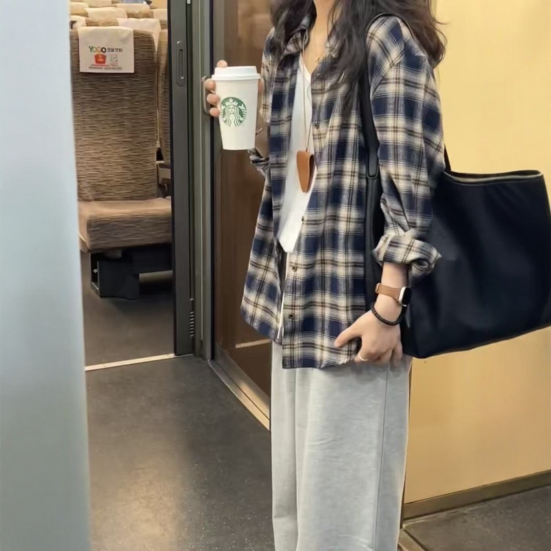 经典|优雅-小众复古格子衬衫女