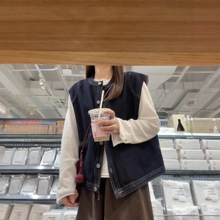 气质坎肩外套内搭打底衫 新款 复古高级感牛仔马甲女2025秋季 韩版