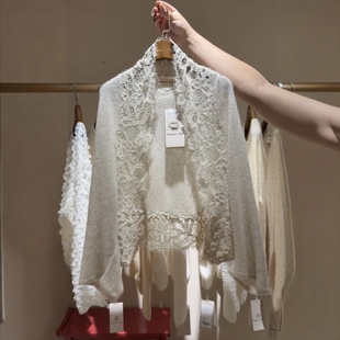 氛围感气质披肩外套ins 女2025春秋新款 法式 绝美蕾丝拼接针织开衫