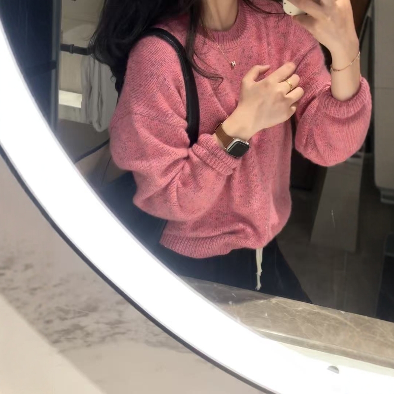 混色彩织套头毛衣韩系软糯针织衫