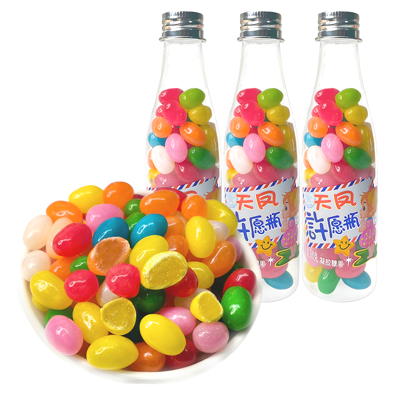许愿瓶糖怀旧休闲小吃解馋零食品彩色糖豆多彩糖果软糖罐装旗舰店