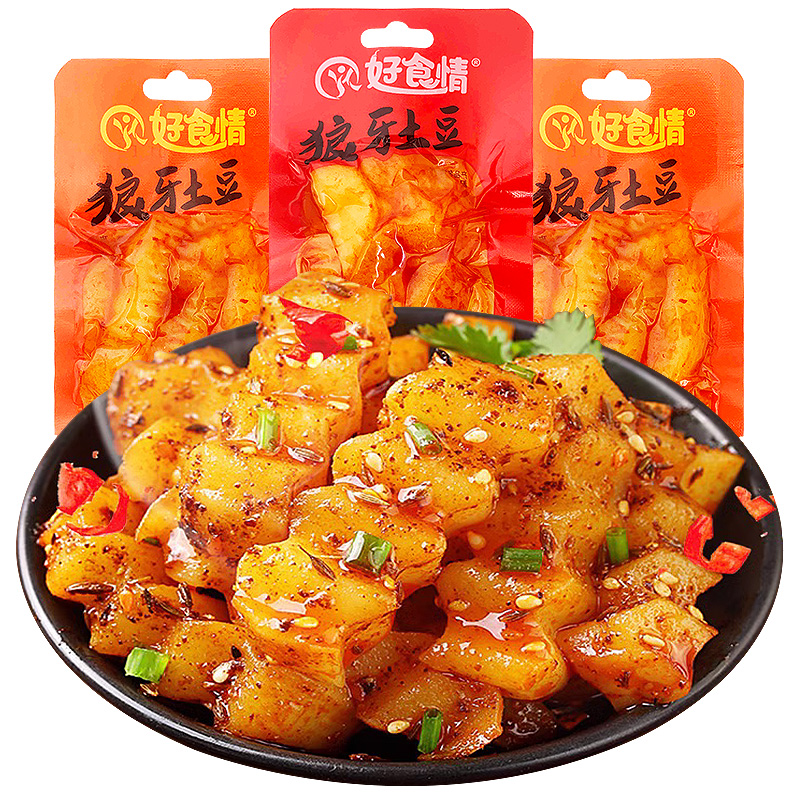 烧烤味狼牙土豆开袋即食麻辣味解馋小零食小吃解馋素食下饭菜批发