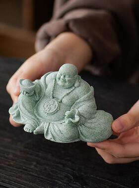 国风青砂禅意元宝弥勒佛桌面茶宠摆件鱼缸造景假山盆栽景观装饰品