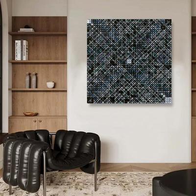 米字几何抽象装饰画黑白灰极简客厅沙发背景墙高级感轻奢潮流版画