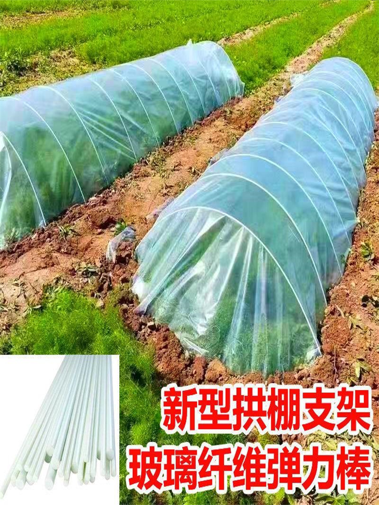 新型小拱棚支架实心玻璃纤维杆棒农家用菜棚支架大棚塑料养殖骨架