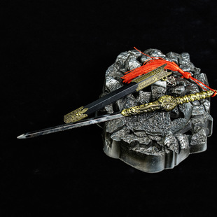 古代三国小兵器游龙剑模型摆件迷你合金名剑带鞘周边儿童玩具金属