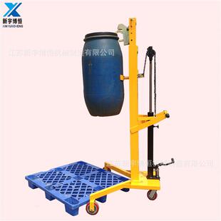 卖手动桶 升降搬叉车 叼扣式圆桶油运车升高GQC1.1米油桶堆高机