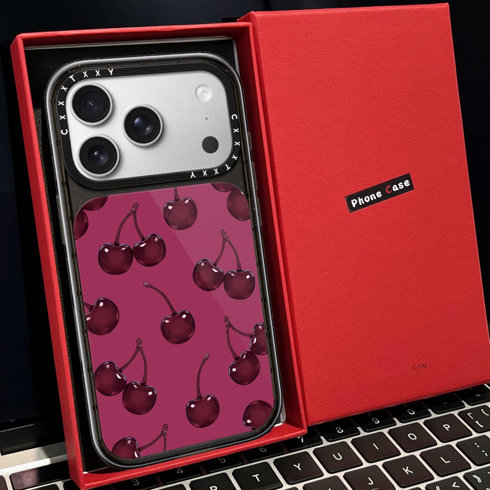 C家联名红底蓝底粉底樱桃集合18Promax手机壳磁吸MagSafe适用苹果iPhone18Pro明星同款磁吸17promax卡通17pro
