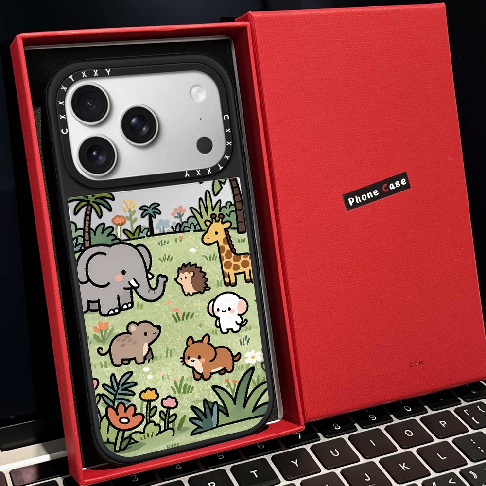 【C家】草原动物派对长颈鹿兔子磁吸MagSafe适用苹果17/16proMax手机壳iPhone15防摔16pro保护套13/14镜面Air