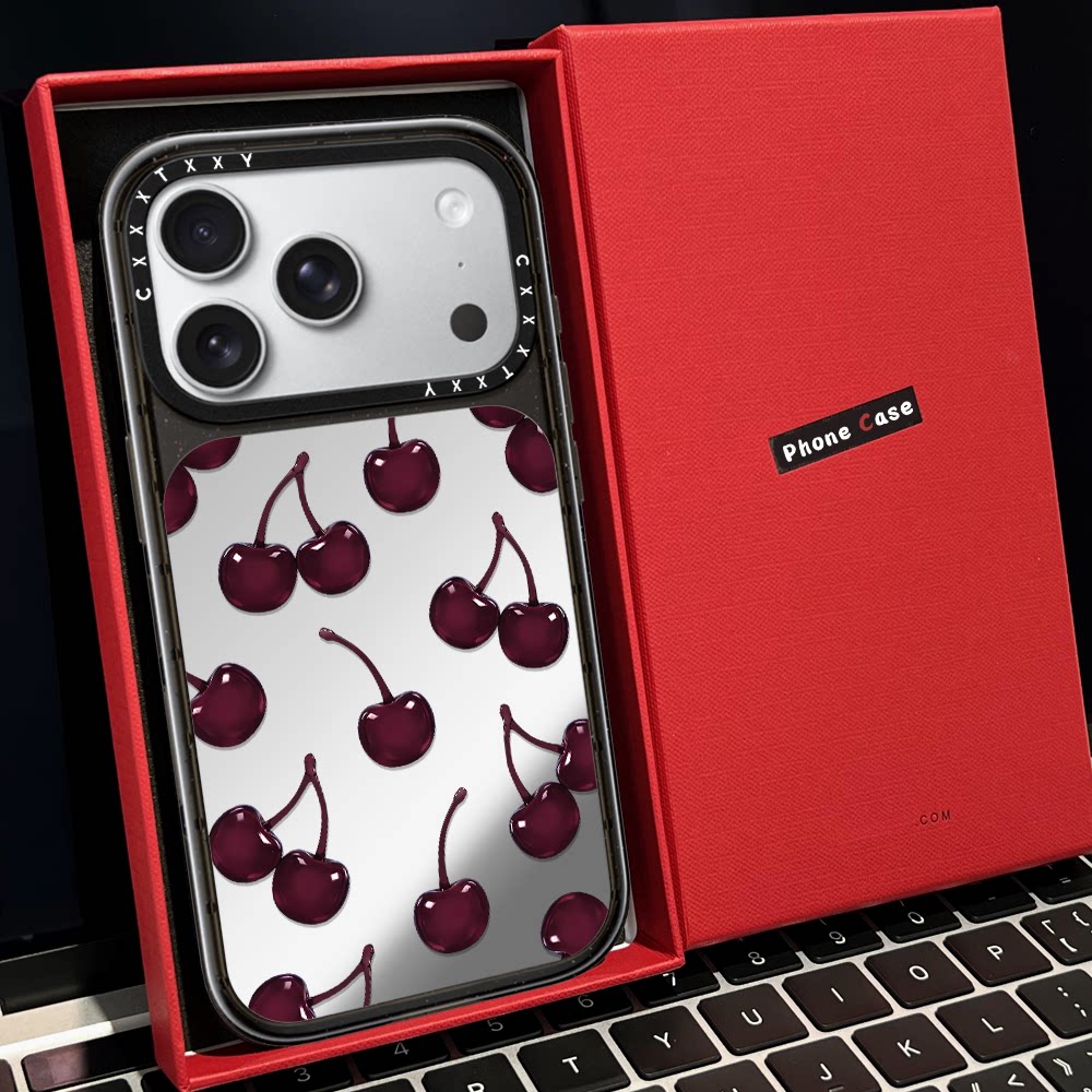 C家联名深色樱桃车厘子集合18Promax手机壳磁吸MagSafe适用苹果iPhone18Pro明星同款磁吸17promax卡通17pro