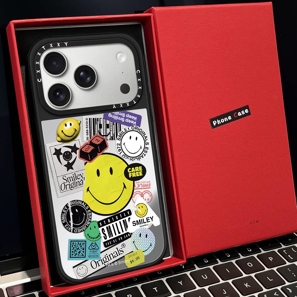 【C家】联名黄色笑脸复古时钟磁吸MagSafe适用苹果17/16proMax手机壳iPhone15防摔16pro保护套13/14镜面17Air
