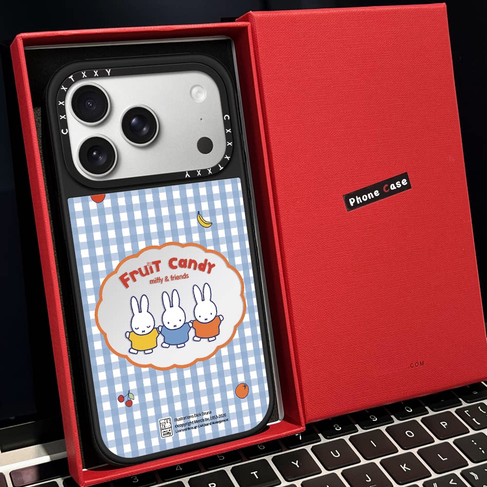 C家格子水果糖米菲兔和朋友磁吸MagSafe适用苹果17/18proMax手机壳iPhone15防摔16pro保护套13/14p镜面17Air