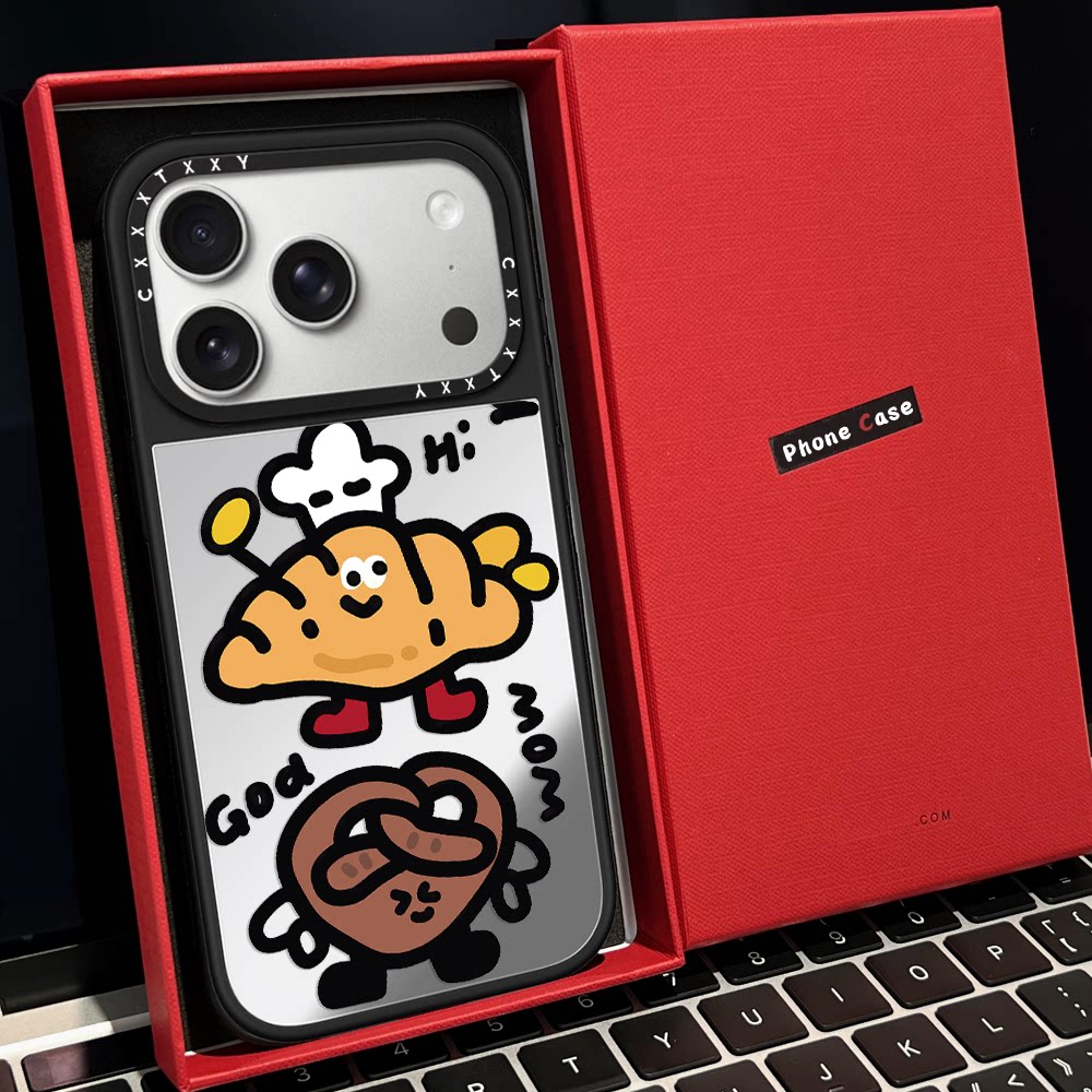 C家笑脸牛角包扭扭面包圈厨师磁吸MagSafe适用苹果17/18proMax手机壳iPhone15防摔16pro保护套13/14镜面17pro