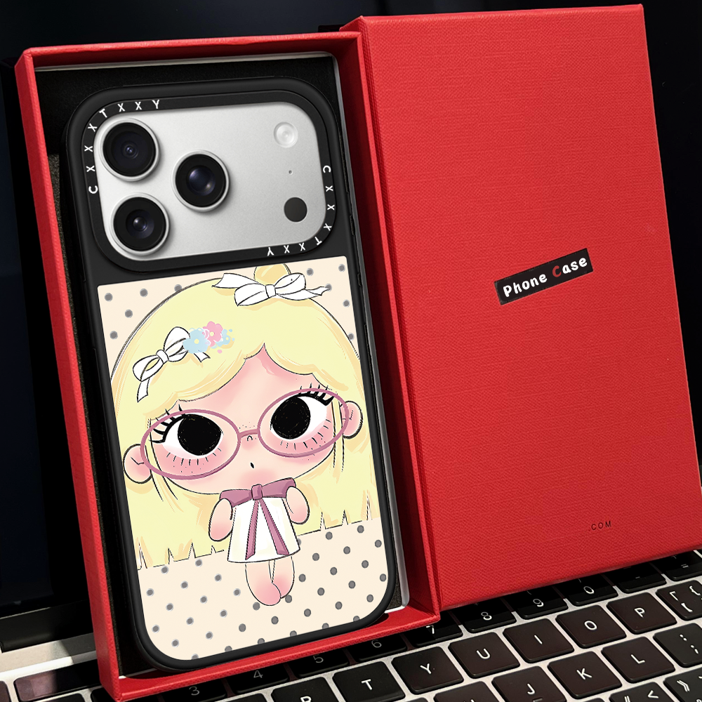 【C家】波点黄发眼镜大眼睛女生磁吸MagSafe适用苹果17/16proMax手机壳iPhone15防摔16pro保护套13/14镜面Air