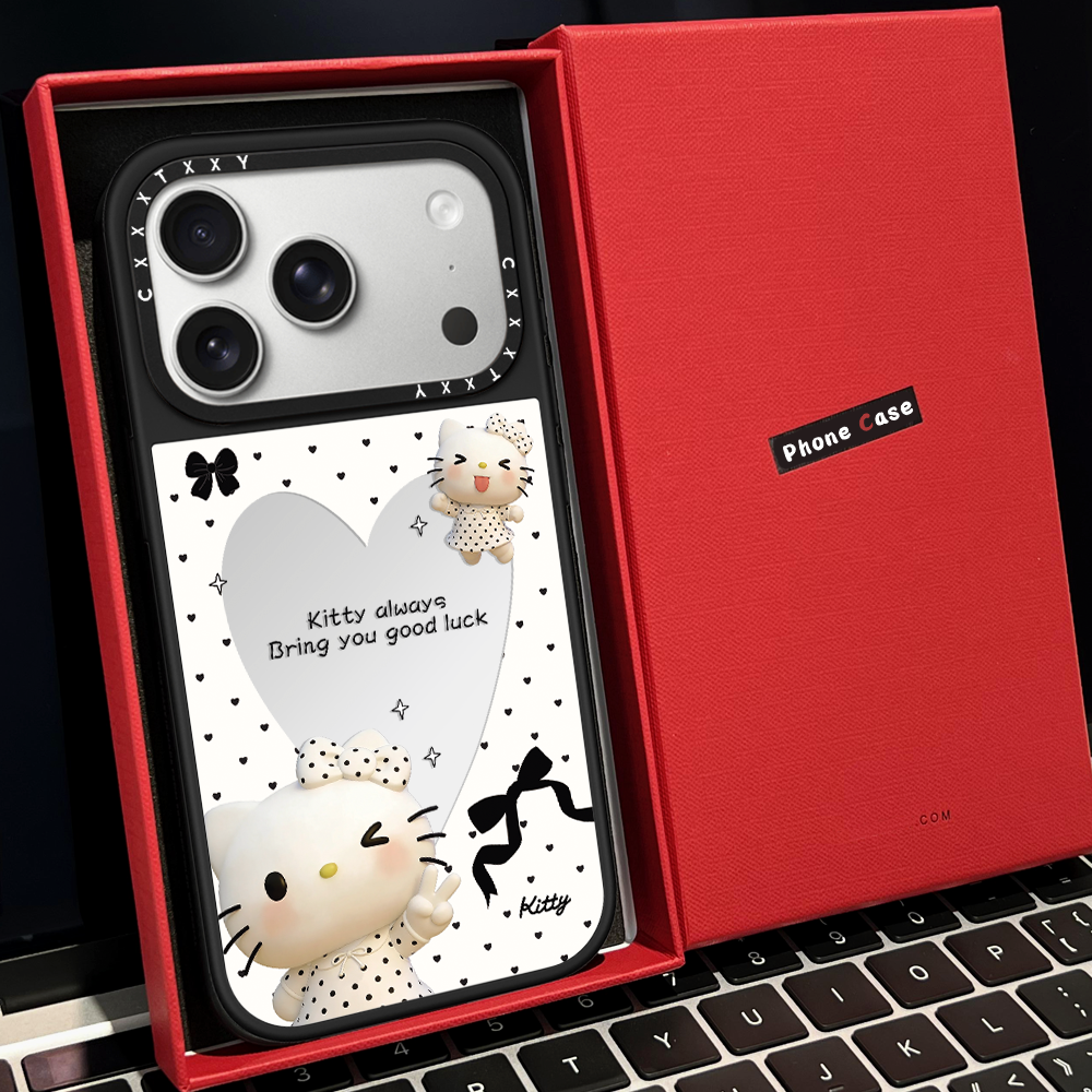 【C家】爱心波点白裙子kt镂空磁吸MagSafe适用苹果17/16proMax手机壳iPhone15防摔16pro保护套13/14镜面17Air