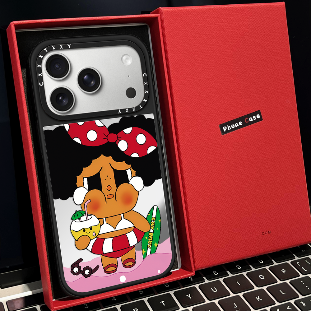 【C家】沙滩冲浪丸子头哭娃磁吸MagSafe适用苹果17/16proMax手机壳iPhone15防摔16pro保护套13/14p镜面17Air
