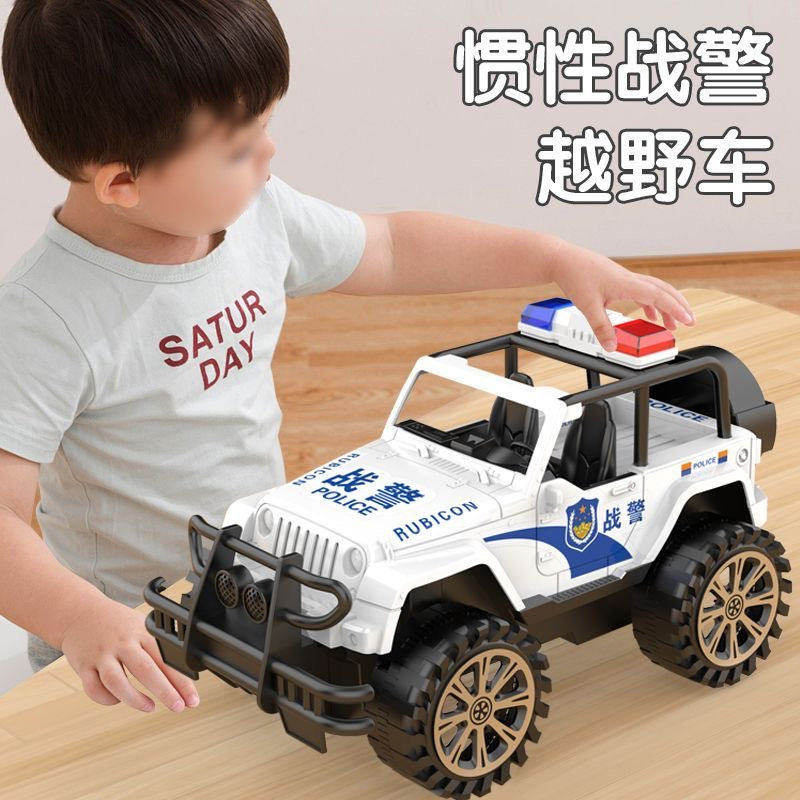 越野警车惯性仿真大号儿童越野车模型警察吉普车男孩子耐摔玩具车