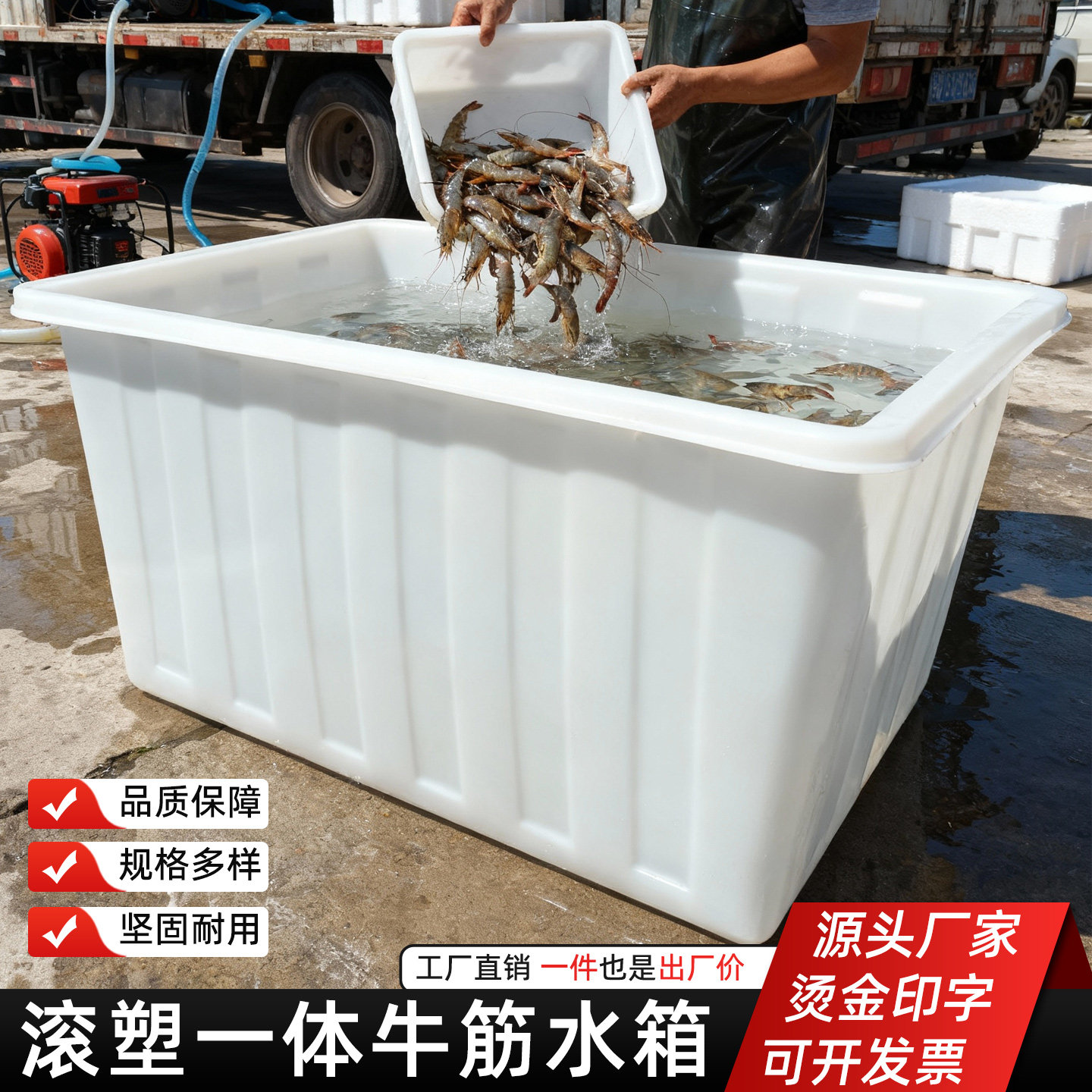 牛筋水箱加厚加大长方形塑料盆泡瓷砖大号养鱼菜市场水产养殖家用